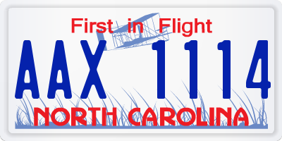 NC license plate AAX1114