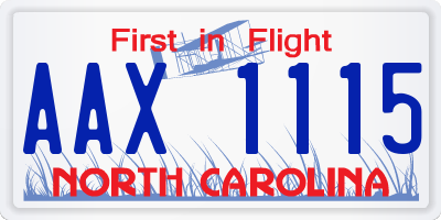 NC license plate AAX1115