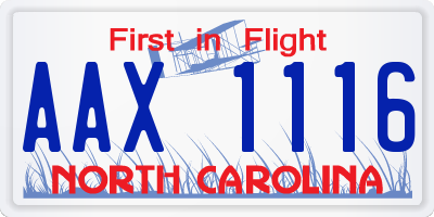 NC license plate AAX1116