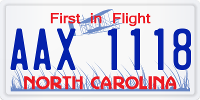 NC license plate AAX1118