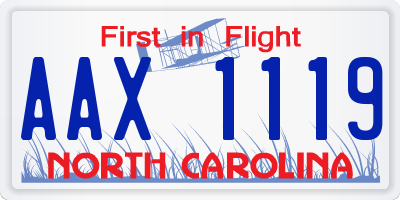 NC license plate AAX1119