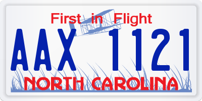 NC license plate AAX1121