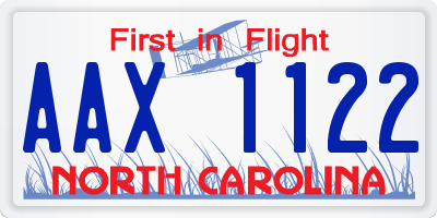 NC license plate AAX1122