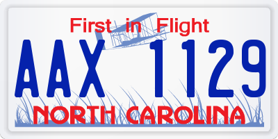 NC license plate AAX1129