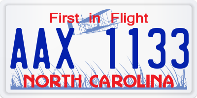 NC license plate AAX1133