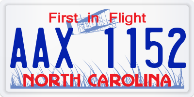 NC license plate AAX1152