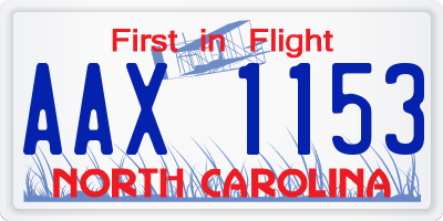 NC license plate AAX1153