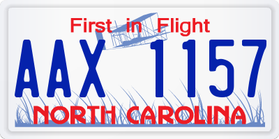 NC license plate AAX1157
