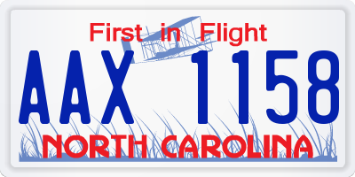 NC license plate AAX1158