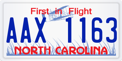 NC license plate AAX1163