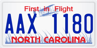 NC license plate AAX1180