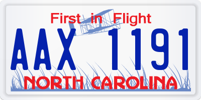NC license plate AAX1191