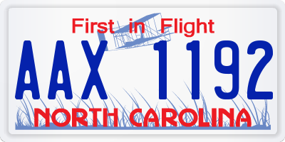 NC license plate AAX1192
