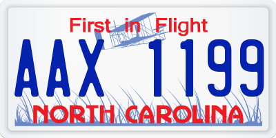 NC license plate AAX1199