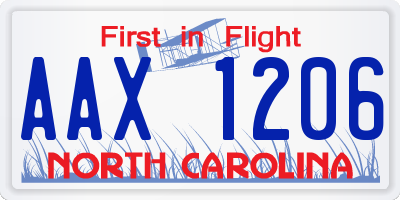 NC license plate AAX1206