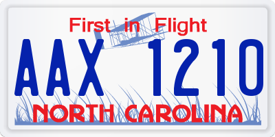 NC license plate AAX1210