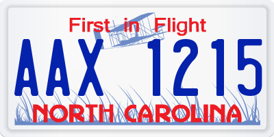 NC license plate AAX1215
