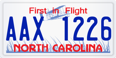 NC license plate AAX1226