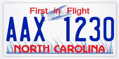 NC license plate AAX1230