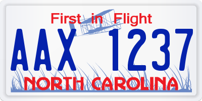 NC license plate AAX1237