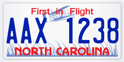 NC license plate AAX1238