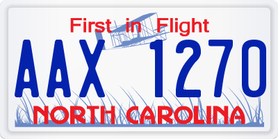 NC license plate AAX1270