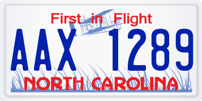 NC license plate AAX1289
