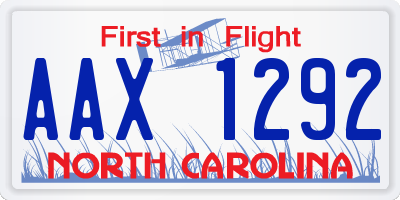 NC license plate AAX1292