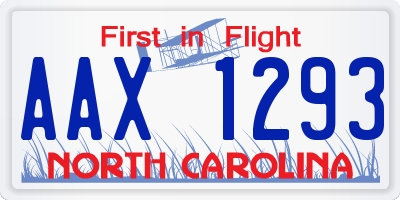 NC license plate AAX1293
