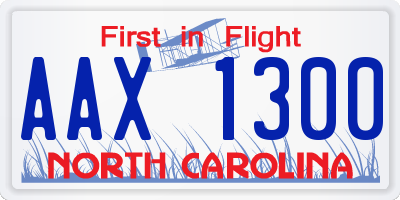 NC license plate AAX1300