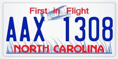 NC license plate AAX1308