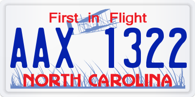 NC license plate AAX1322