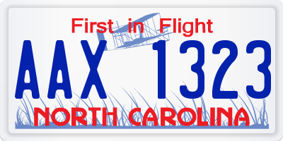 NC license plate AAX1323