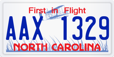 NC license plate AAX1329
