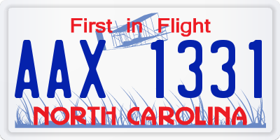 NC license plate AAX1331