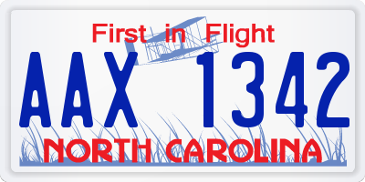 NC license plate AAX1342