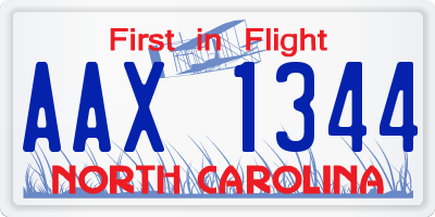 NC license plate AAX1344