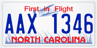 NC license plate AAX1346