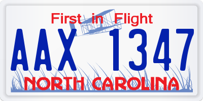 NC license plate AAX1347