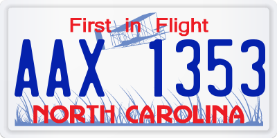 NC license plate AAX1353