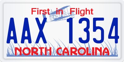 NC license plate AAX1354