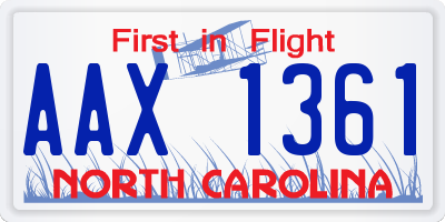 NC license plate AAX1361