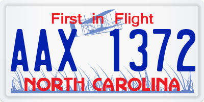 NC license plate AAX1372