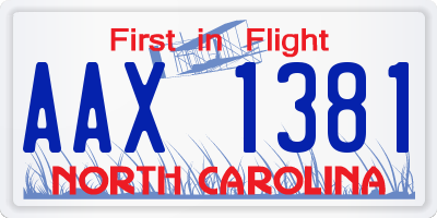 NC license plate AAX1381
