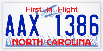 NC license plate AAX1386