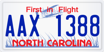 NC license plate AAX1388