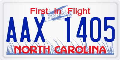 NC license plate AAX1405