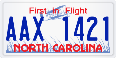 NC license plate AAX1421
