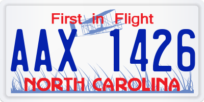 NC license plate AAX1426