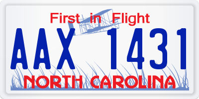 NC license plate AAX1431